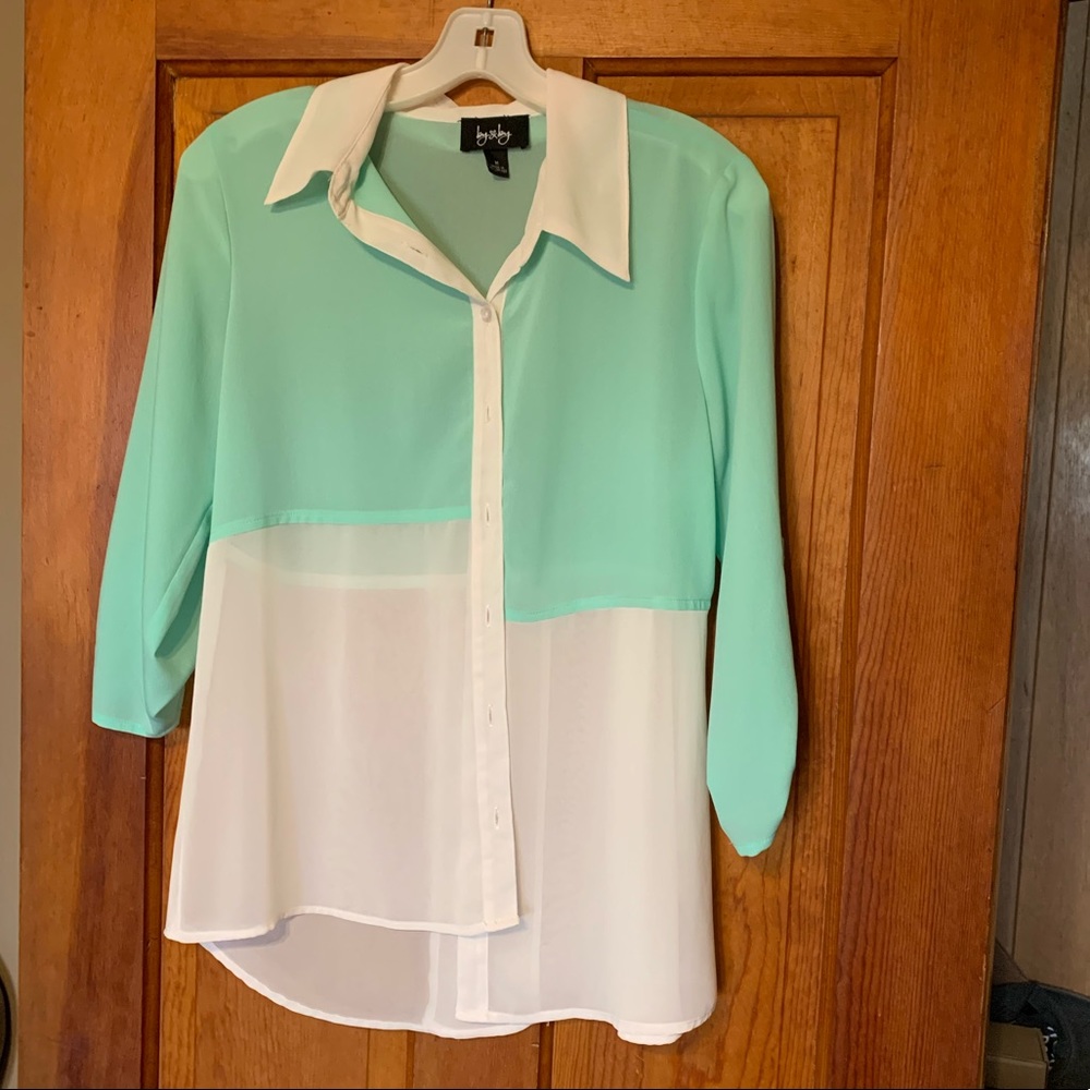 White and Teal super cute blouse! Worn once!